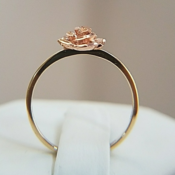 14K Yellow Gold Rose Gold Rose Flower Ring - Picture 10 of 16
